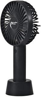 Comfort Zone Personal Handheld Rechargeable Fan, 4 inch, 3 Speed, Lithium Ion Battery, Micro USB Cable, Powerful, Mini Hand Fan, Ideal for Home, Bedroom & Office, CZPF402BK