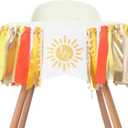 Half Birthday Boho Sun Highchair Banner - You Are My Sunshine1/2 Banner, 1/2 Trip Around The Sun Birthday Party Decoration (half)