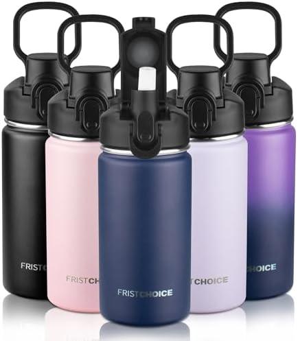 Insulated water bottle with Lid,14oz Stainless Steel Water Bottle for Boys,Girls,Double Wall Vacuum Wide Mouth Thermal Water Bottle for School,Travel,BPA-free and Leak-proof（14oz,Navy blue）