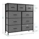 Dresser for Bedroom with 9 Drawers, Anti-Tip Fabric Storage Tower | Wood Top and Metal Frame Organizer for Clothes, Closet, Entryway, Hallway Furniture, Grey