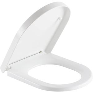 Toilet Seat D Shape Soft Close Quick Release Easy Clean Toilet Seat Replacement with Non-Slip Bumpers for Bathroom White