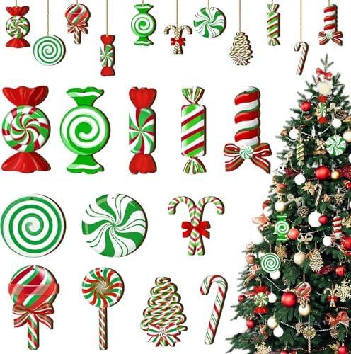 36Pcs Christmas Tree Decorations, Plastic Double Sided Christmas Ornaments for Tree Decor for Xmas Holiday Hanging Decorations Home Decor