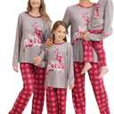 Family Matching Christmas Pajamas Set, Cute Elk Sleepwear for Boys Girls Dad Mum (12 Years, Grey Christmas Reindeer)