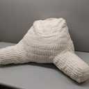 Blissful Diary Reading Pillow, Backrest Pillow with Shredded Memory Foam for Adult & Children, Designed for Bed and Couch Sitting Up, Includes Arms, Pockets and Washable Cover, Off White