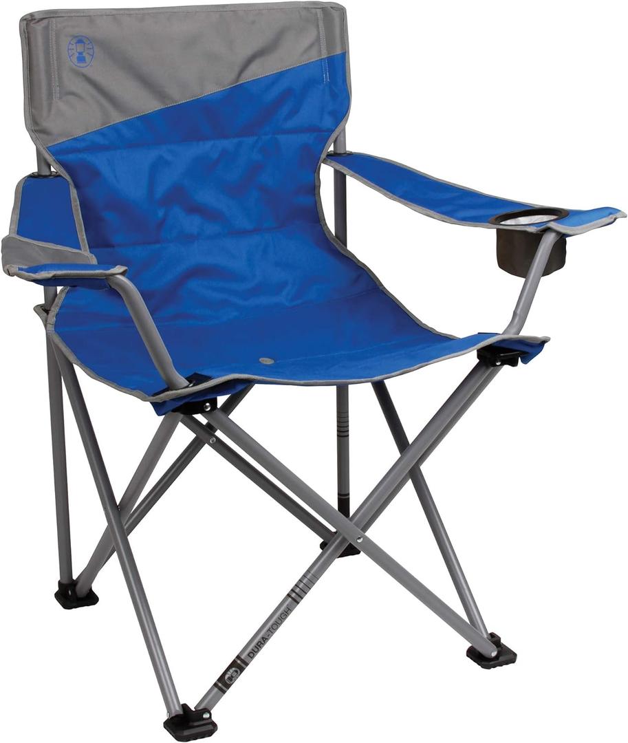 Coleman Big-N-Tall Camping Chair with Cup Holder & Side Pocket, Water-Resistant XL Outdoor Seat Supports up to 600 lbs, Great for Camping, Tailgating, Firepits, Patio, & More (Blue)