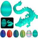 3D Printed Dragon Egg, Mystery Crystal Dragon Egg Fidget Toys Surprise, Articulated Crystal Dragon Eggs with Dragon Inside (Luminous Color)