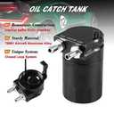 RULLINE Universal 350ml Reservoir Tank Oil Catch Can Tank 0046 Aluminum Polish Baffled Reservoir with Bracket Black with 5 FT Fuel Hose kit