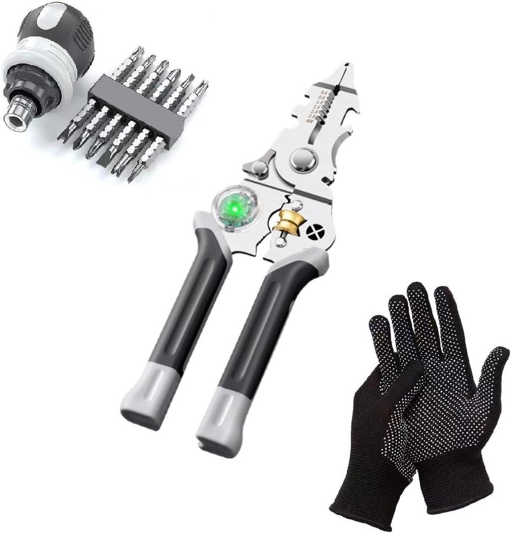 8 in 1 Wire Stripper with Voltage Tester, Wire Stripper, Cutter, Crimper with Voltage Tester,Used for Electrician Work Wire Stripping Tools, Electrician Enthusiasts Repair Tools