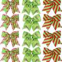 12 Pcs Red Green Christmas Bows,6 Inch Large Wreaths Bows for Tree Gift Wrapping Garland,Christmas Decoration Holiday Party Crafts Xmas Tree Ribbon Ornaments (Pattern)