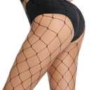 10 x akiido Fishnet Stockings, High Waist Tights for Women, Sparkle Rhinestone Fishnets Party Rhinestone Mesh Stockings Pantyhose (Black)