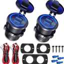 [2 Pack] 12V/24V USB Outlet with Three Extra Panels, Quick Charge 3.0 Dual USB Power Outlet with Touch Switch, Waterproof 12V/24V Fast Charge USB Charger Socket DIY Kit for Car Boat Marine, etc