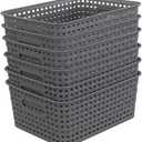 Pekky Grey Plastic Storage Baskets, Classroom Organization Baskets, 6 Packs