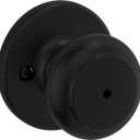Kwikset Cove Interior Privacy Door Knob with Lock, Door Handle For Bathroom and Bedroom, Matte Black Keyless Turn Lock Doorknob (1 Pack)