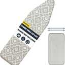 Ironing Board Cover and Pad 18"x54" Extra Thick Natural Cotton Scorch & Stain Resistant Iron Board Cover Extra large Iron Board Cover with Fasteners Heavy Duty Heatproof Elastic Edge Geometric