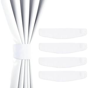 NICETOWN Strong Magnetic Curtain Tiebacks - Modern Simple Style Curtain Ties Backs Holdbacks Holders for Indoor/Outdoor Curtains (White, 18.5 X 4 Inches, Set of 4)