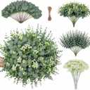 200 Pcs 4 Kinds Mixed Artificial Eucalyptus Greenery Stems Bulk