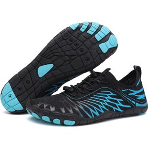 Barefoot Shoes Womens Mens Footwear for Walking Hiking with Wide Toe Box,Healthy & Non-Slip,Breathable Barefoot Vitality Water Shoes for Beach Pool Swim Outdoor (Unisex) (Black+blue) 37