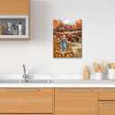 Tijuboni Farmhouse Fall Wall Art Pumpkin Patch Scarecrow Harvest Pictures Decor Autumn Barn Truck Canvas Prints Painting Artwork Home Thanksgiving Gift for Kitchen Bathroom Living Room 12"x16"