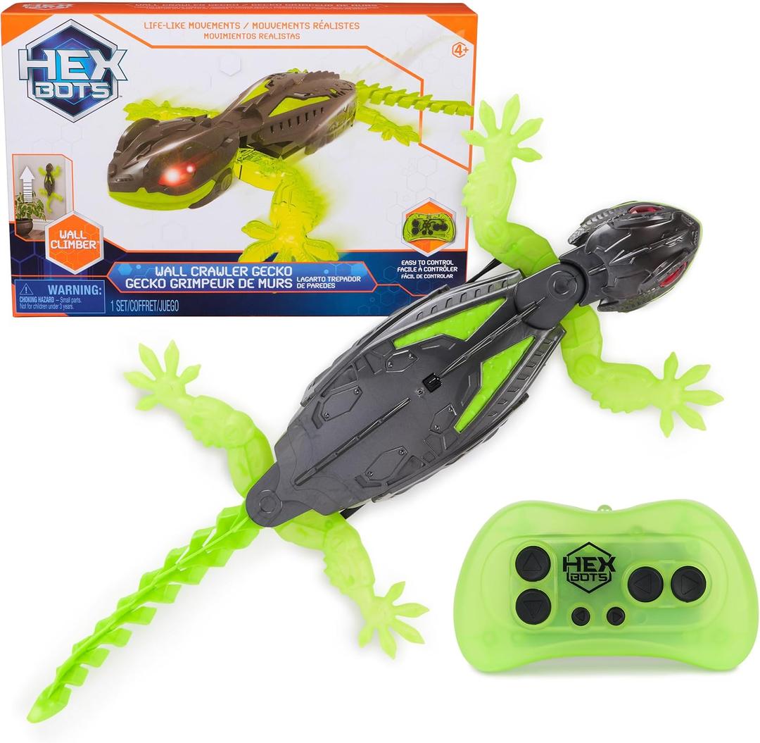 HEX BOTS Wall Crawler Gecko with Official Wall Climber Technology, Rechargeable Remote Control Robot Kids Toys, Prank Toys for Boys & Girls Ages 4 & Up 