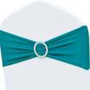 50 Pack Spandex Turquoise Chair Sashes Bows Stretch Teal Chairs Bands with Buckles Universal Elastic Chair Ties for Party Celebration Ceremony Events Wedding Decorations