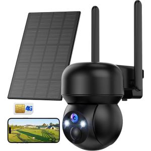 4G LTE Cellular Solar Security Camera Outdoor: No WiFi Solar Powered Security Camera Outdoor Built in SIM Card 2K Battery Wireless Cameras for Home Surveillance Outside 360 Live View Motion Detection