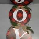 Buffalo Check Plaid Christmas Wreaths for Front Door - 3pcs 12" Rustic Burlap Wooden Xmas Decor Hanging Joy Door Signs Wreaths with LED Lights for Door Wall Holiday Xmas Decorations Indoor Outdoor (Warm Red)