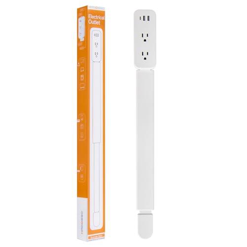 Electrical Outlet Extender Stick - Features USB-A, USB-C and 2 AC Outlets, Extends 22"-34", Rotates 360° Access Hard-to-Reach Outlets, Wall Plug Power Socket Expander Nightstands, Sofa, Desks and More