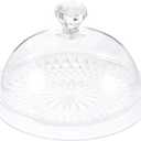 Cake Cover Lid for Stand 16cm, Acrylic Cake Plate with Dome Plastic Food Serving Platter with Lid Food Stand Round Bread Dish Plate for Christmas Party Entertaining