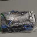 NBTEPEM 6 Pcs Blue Car Accessories Set, Sport Leather Steering Wheel Cover 14.5-15inch Universal, Microfiber Leather Car Center Console Cover, Seat Belt Cushion, Cup Holder Coaster (Black-Blue)