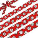 Volleyball Ribbon - Grosgrain Ribbons in 4 Sizes (3/8", 5/8", 7/8", 1"), 5-Yard Each - DIY Hair Bow Accessories, Gift Wrapping, Party Supplies, Team Presents & Sports Decorations (Red)