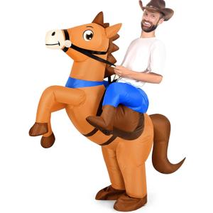 Qtencas Inflatable Horse Costume for Adults, Blow up Horse Costume for Men Women Cosplay Party,Cowboy Halloween Horse Costume