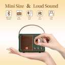 Retro Bluetooth Speaker, Wireless Mini Portable Speakers Support USB/TF Card/AUX, Vintage Radio Bluetooth Speaker for Kitchen Desk Bedroom Office Outdoor, Retro Gifts for Women Men, Green