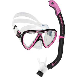 Cressi Adult Snorkeling Kit, Mask & Snorkel - Quality Equipment for Discovering the Underwater World | Ikarus & Orion: Designed in Italy (Black/Pink)