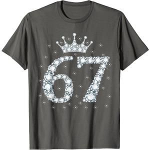 67 Crown 67 Years Old Happy 67th Birthday Girl Women T-Shirt (Gray) XL