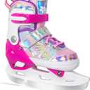 Nattork Girls Ice Skates for Kids 4 Size Adjustable Butterfly Ice Skate with Fleece Lining for Outdoor & Rink Small(10C-13C) Red