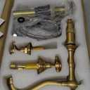 GGStudy 8 inch 2 Handles 3 Holes Widespread Bathroom Sink Faucet Antique Brass Bathroom Vanity Faucet Basin Mixer Tap Faucet Matching Metal Pop Up Drain with Overflow