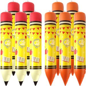 10pcs Large Inflatable Crayons & Pencil Balloons, Back to School Balloons 5 Jumbo Inflatable Pencil & 5 Crayons Decorations for Home Classroom Party