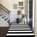 Black and White Outdoor Rug 35.4 x 59 Inches Striped Front Door Mat Front Porch Rug Hand-Woven Machine Washable Indoor/Outdoor Layered Door Mats for Entryway/Porch/Patio