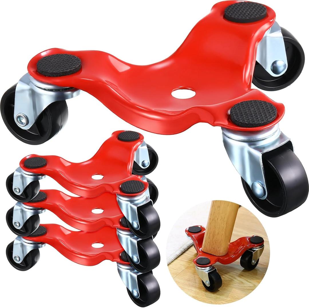 Tallew 4 Pcs 6. 7 Inch Furniture Mover Dolly 3 Wheels Dolly Steel Furniture Mover with Wheels 200 Lbs Load Capacity for Pool Table Home Office Warehouses