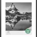 FrameWorks 11x14 with 8x10 Mat  Black Deluxe Modern Aluminum Picture Frame with Tempered Glass and Removable Mat