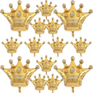 14PCS Crown Balloons Gold Foil Crown Balloon for Birthday Wedding Party Baby Shower Decorations 4 Giant and 10 Mini Size