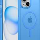 FNTCASE for iPhone 15 Case: for iPhone 14 & iPhone 13 Case | Magnetic Frosted Translucent Slim Shockproof Cell Phone Cover | Military Grade Protection Drop Proof Tough Protective Cases - Iceblue