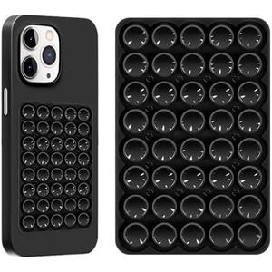 Silicone Sticky Phone Grip, Adhesive Suction Cup Phone Case Mount, Phone Grip with Strong Suction for Cellphone, Non Slip Hands-Free Phone Accessories Holder for Selfies and Videos (1pc-Black)