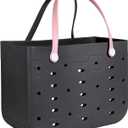 PoVwlty Rubber Beach Bag for Men & Women, Water-resistant Travel Tote Bag for the Beach Boat Pool