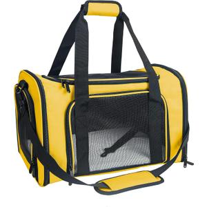 Soft Sided Carrier for Small Medium Cats Dogs,Removable Pad Collapsible Travel Pet Carrier Large Yellow