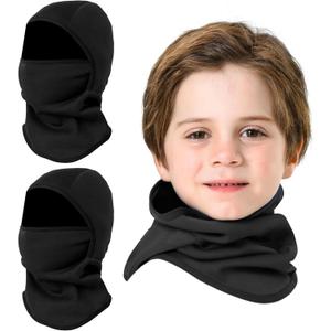 Aegend Balaclava Face Mask for Kids Age 5-12, Windproof Ski Face Neck Warmer for Cold Weather Winter Outdoor Sports (Small, Black & Black)