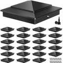 4x4 Aluminum Pyramid Post Caps for Actual 3.5" x 3.5" Wood Posts, Heavy-Duty Fence Post Caps Cover for Cedar Fence Deck Mailbox - Weatherproof, Rust-Resistant, Matte Black Finish-24 Pack