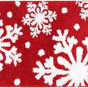 Arttown Christmas Bath Mat for Bathroom Winter Geometric Snowflakes Fluffy Absorbent Microfiber Bathroom Mat Red Non-Slip Water Absorbent Bath Rug Soft Washable Floor Rug for Tub Showers Decor