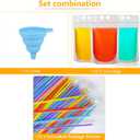 100 Pcs Zipper Plastic Pouches Drink Bags,Heavy Duty Hand-Held Translucent frosted Reclosable Stand-up Bag 2.4" Bottom Gusset with 100pcs Straws & Funnel Included (clear)