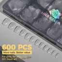 UNA GELLA 600Pcs Short Coffin Nail Tips, Short Coffin Gel Nails Tips Pre Etched 12 Sizes Soft Gel Fake Nails Tips Pre-file Full Cover for Nail Extension Home DIY Salon with Box
